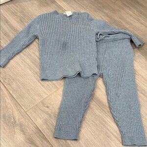 H&M Cozy Blue Knit Sweater and Pants Set